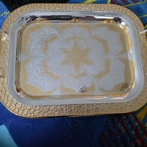 Gold and Silver Decorative Tray From QATAR